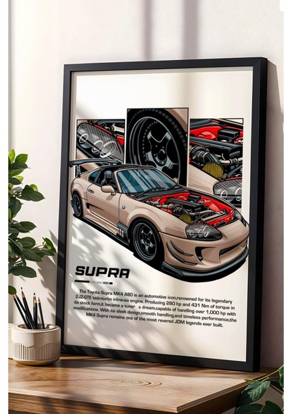 Supra Mk4 A80 Çerçeveli Tablo - Toyota Car Poster