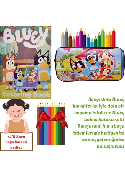 Renkli Boyama ve Çanta Seti, Stickerli, 12'li Boya Kalemi, Eğlence Dolu Hediye