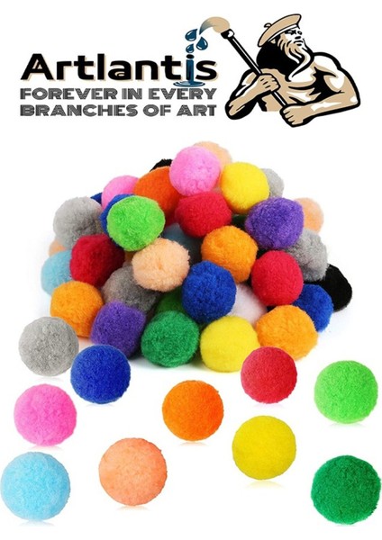 Renkli 10-30 mm Peluş ve Tüylü Ponponlar, 170'LI Paket, Çeşitli Renkler