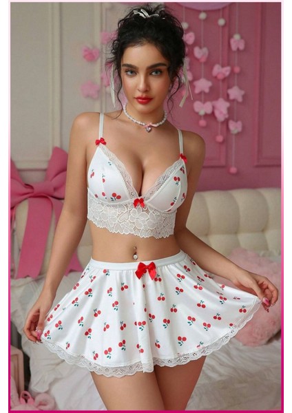 Kadın Kirazlı Fiyonklu Seksi Kostüm fiyatları