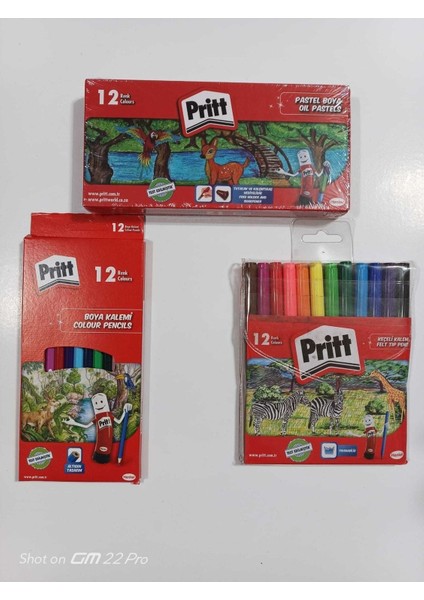 Çocuklar Için Renkli Boya Seti (3 Parça) Kuru Boya, Keçeli Kalem, Pastel Boya