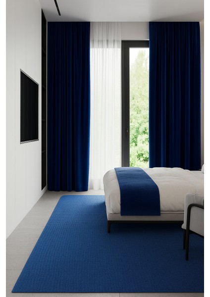 Gece Mavisi - Düz Dökümlü Fon Perde - Pilesiz Düz Dikim - GC700