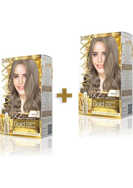Golden Beauty 24K 9.1 Elmas Sarısı Boya Seti 2 Adet modelleri