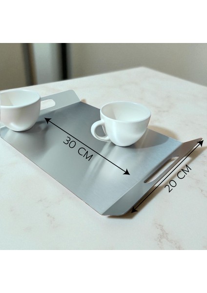 Paslanmaz Çelik Sunum Tepsisi 30X20 cm – Satine Yüzey, Tutma Kulp Tasarımlı, Kahvaltı ve Peynir Sunum Tabağı fiyatları