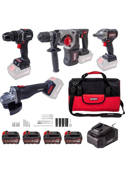 GCKIT204-F4 20V Kömürsüz Akülü Set – Darbeli Matkap, Somu