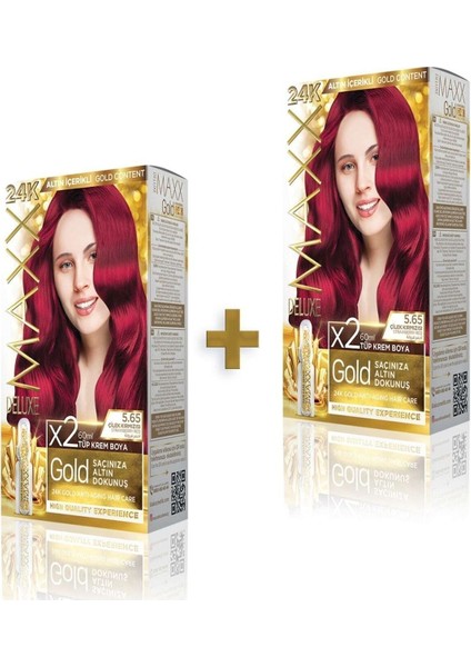 Golden Beauty 24K 5.65 Çilek Kırmızısı Boya Seti 2 Adet modelleri