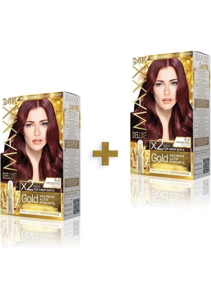 Golden Beauty 24K 4.6 Kestane Kızılı Boya Seti 2 Adet