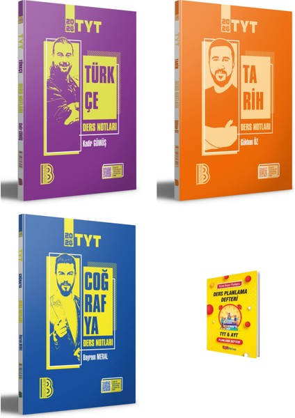 Tyt Türkçe Tarih ve Coğrafya Ders Notları 3lü Set + Planlama Defteri