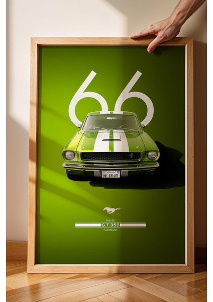 1966 Ford Mustang Shelby Fastback GT350 Çerçeveli Tablo - Special Edition Car Poster