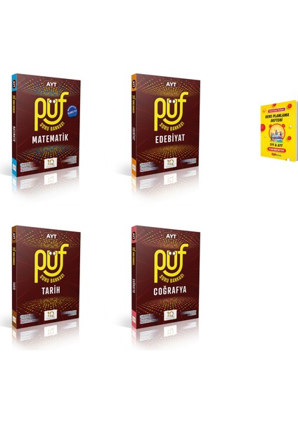 Ayt Püf Matematik Edebiyat Tarih ve Coğrafya Soru Bankası 4lü Set + Planlama Defteri