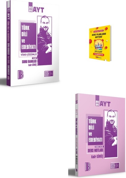 Ayt Edebiyat Video Çözümlü Soru Bankası ve Ders Notları + Planlama Defteri