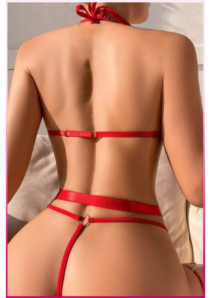 Kırmızı Göğüs Fiyonklu Balenli Seksi Jartiyer Takım modelleri