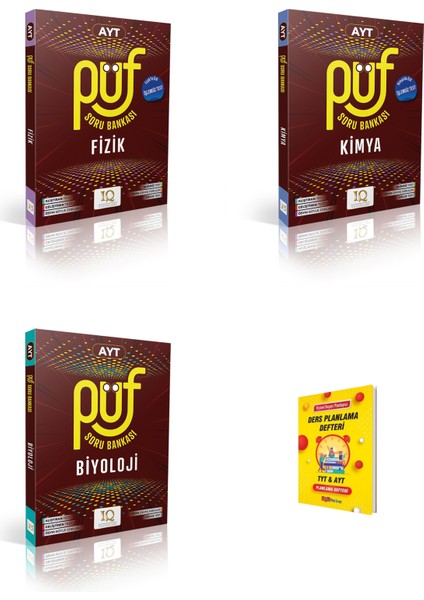 Ayt Püf Fizik Kimya ve Biyoloji Soru Bankası 3lü Set + Planlama Defteri