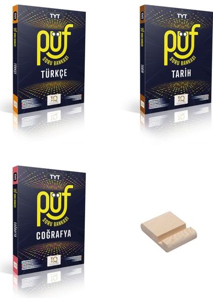 Tyt Püf Türkçe Tarih ve Coğrafya Soru Bankası 3lü Set + Telefon Tutucu