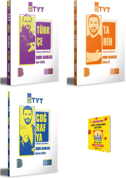 Tyt Türkçe Tarih ve Coğrafya Video Çözümlü Soru Bankası 3lü Set + Planlama Defteri