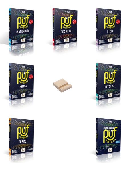 Tyt Püf Matematik Geometri Fizik Kimya Biyoloji Türkçe ve Paragraf Soru Bankası 7li Set + Telefon Tutucu
