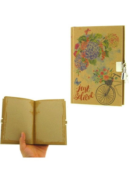 Kraft Defter 14X20, Kilitli, 80 Yaprak, Düz, 1 Adet Fiyatlı, Şık ve Kullanışlı.