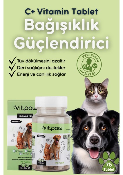 Immune C Tablet (Kedi ve Köpekler Için Destekleyici Tablet 75 Tablet)