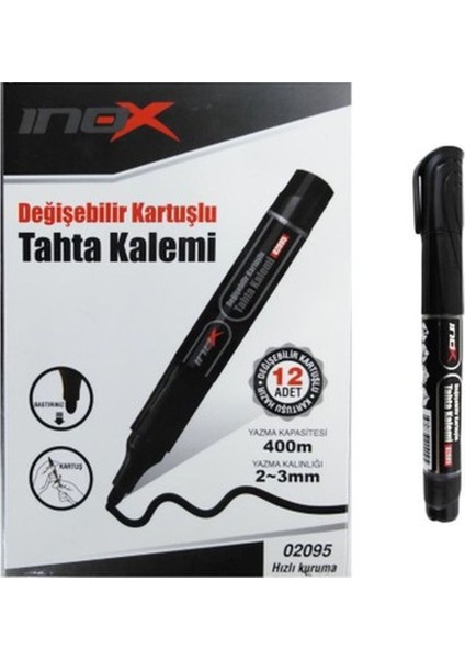 Siyah Tahta Kalem Kartuşlu 02095, Tekli, Yazım ve Çizim Kalemi