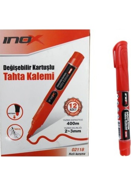 Kırmızı Tahta Kalem Kartuşlu 02118, Tekli Fiyatlı, Kaliteli ve Renkli Yazım Keyfi