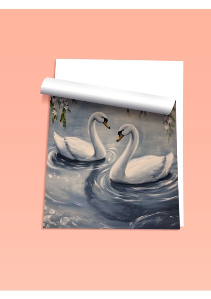 Çerçevesiz Poster, Kuğuların Göl Manzarası, Salon Dekoru Poster No: 111426 fiyatları