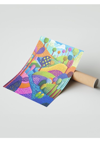 Çerçevesiz Poster, Renkli Soyut Ağaçlar, Ofis Dekoru Poster No: 111542 modelleri