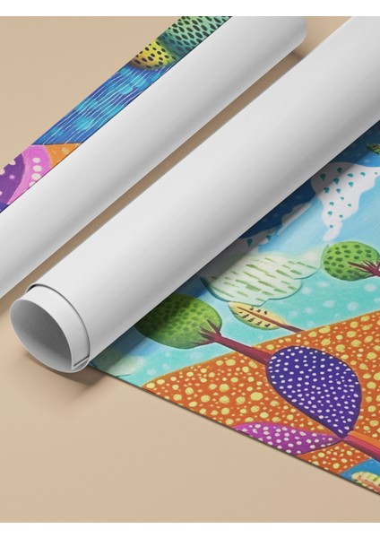 Çerçevesiz Poster, Renkli Soyut Ağaçlar, Ofis Dekoru Poster No: 111542 fırsatları