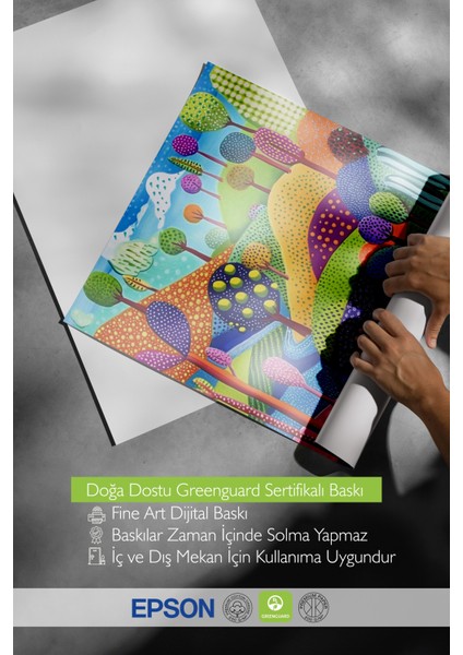 Çerçevesiz Poster, Renkli Soyut Ağaçlar, Ofis Dekoru Poster No: 111542