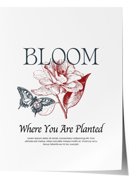 Çerçevesiz Poster, Bloom Yazılı Çiçek Tasarımı, Ofis Dekoru Poster No: 111861