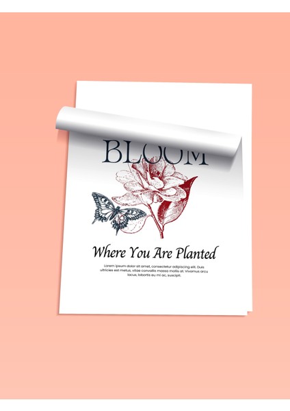 Çerçevesiz Poster, Bloom Yazılı Çiçek Tasarımı, Ofis Dekoru Poster No: 111861 fiyatları