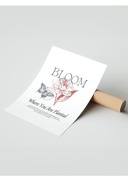 Çerçevesiz Poster, Bloom Yazılı Çiçek Tasarımı, Ofis Dekoru Poster No: 111861 modelleri