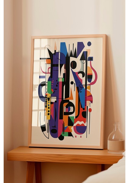 Ahşap Çerçeveli Tablo, Soyut Geometrik Çizgi, Ofis Dekoru Poster No: 111368 fiyatları