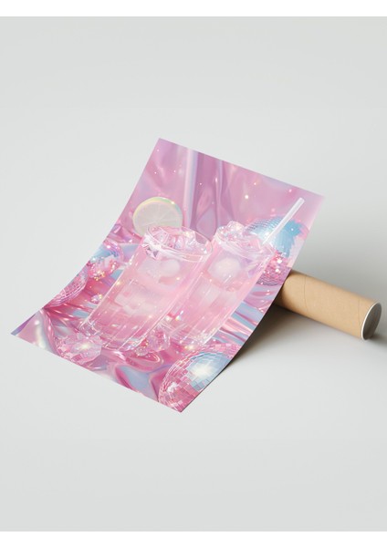Çerçevesiz Poster, Pembe Içecek Bardakları, Mutfak Dekoru Poster No: 112002 modelleri