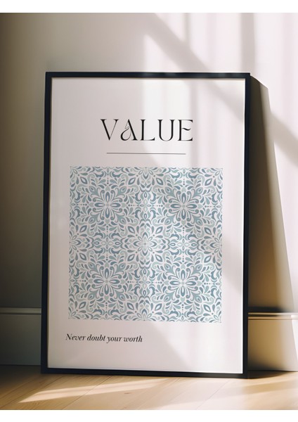 Siyah Çerçeveli Tablo, Value Minimal Mavi Desen, Çalışma Odası Dekoru Poster No: 112094 fiyatları