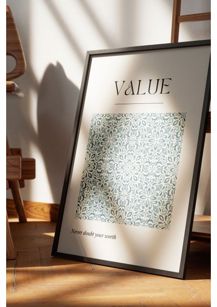 Siyah Çerçeveli Tablo, Value Minimal Mavi Desen, Çalışma Odası Dekoru Poster No: 112094 fırsatları