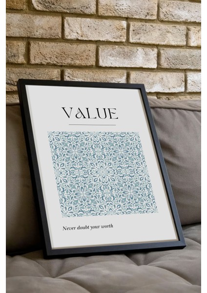 Siyah Çerçeveli Tablo, Value Minimal Mavi Desen, Çalışma Odası Dekoru Poster No: 112094 indirimleri