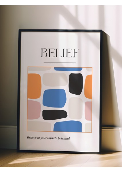 Siyah Çerçeveli Tablo, Belief Geometrik Desen, Çalışma Odası Dekoru Poster No: 112217 fiyatları