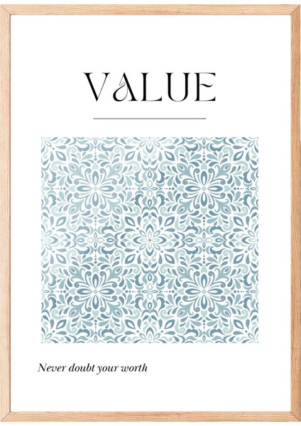 Ahşap Çerçeveli Tablo, Value Minimal Mavi Desen, Çalışma Odası Dekoru Poster No: 112094