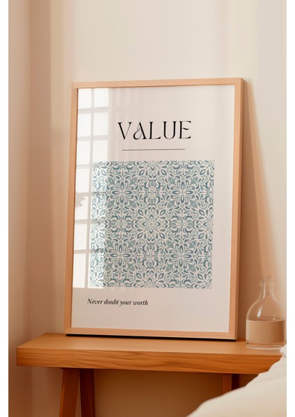 Ahşap Çerçeveli Tablo, Value Minimal Mavi Desen, Çalışma Odası Dekoru Poster No: 112094 fiyatları