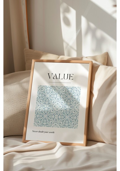 Ahşap Çerçeveli Tablo, Value Minimal Mavi Desen, Çalışma Odası Dekoru Poster No: 112094 indirimleri
