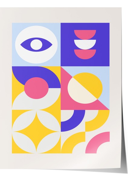 Çerçevesiz Poster, Geometrik Renkli Şekiller, Genç Odası Dekoru Poster No: 111999