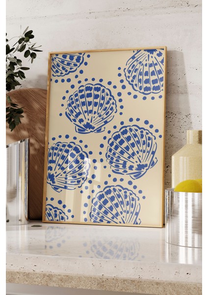 Ahşap Çerçeveli Tablo, Deniz Kabukları Minimalist, Yatak Odası Dekoru Poster No: 112153 fırsatları