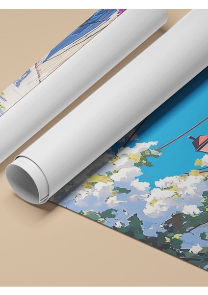 Çerçevesiz Poster, Yunan Adası Sokak Manzarası, Balkon Dekoru Poster No: 111245 fırsatları