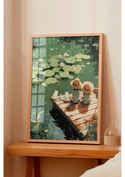 Ahşap Çerçeveli Tablo, Göl Üstünde Manzara, Salon Dekoru Poster No: 111359 fiyatları