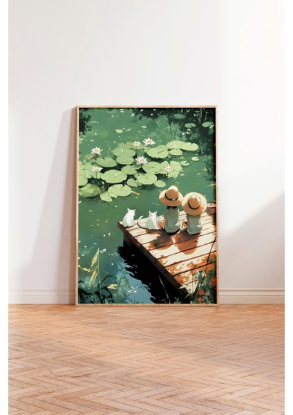 Ahşap Çerçeveli Tablo, Göl Üstünde Manzara, Salon Dekoru Poster No: 111359 modelleri