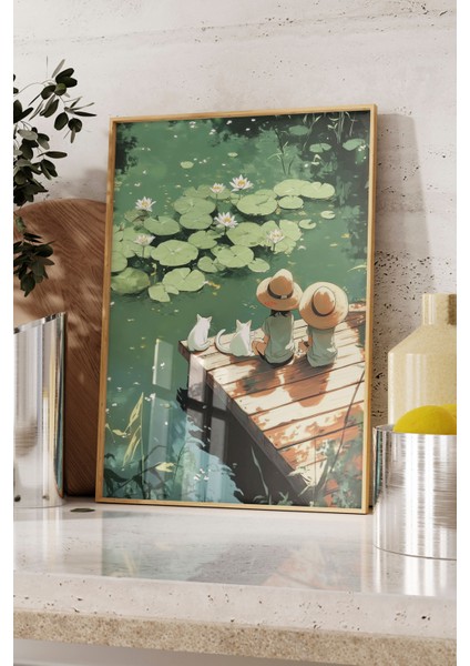 Ahşap Çerçeveli Tablo, Göl Üstünde Manzara, Salon Dekoru Poster No: 111359 fırsatları