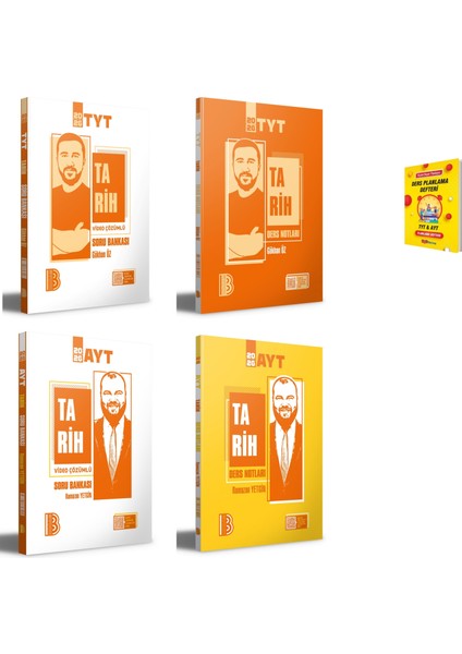 Tyt-Ayt Tarih Video Çözümlü Soru Bankası ve Ders Notları 4lü Set + Planlama Defteri