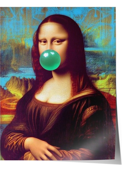 Çerçevesiz Poster, Mona Lisa Sakız Mizahi Tasarım, Çalışma Odası Dekoru Poster No: 111187