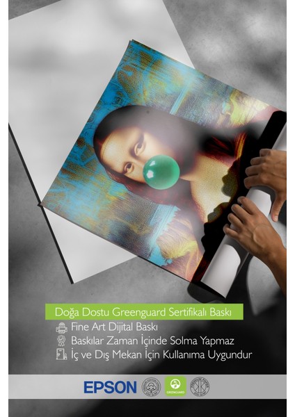 Çerçevesiz Poster, Mona Lisa Sakız Mizahi Tasarım, Çalışma Odası Dekoru Poster No: 111187