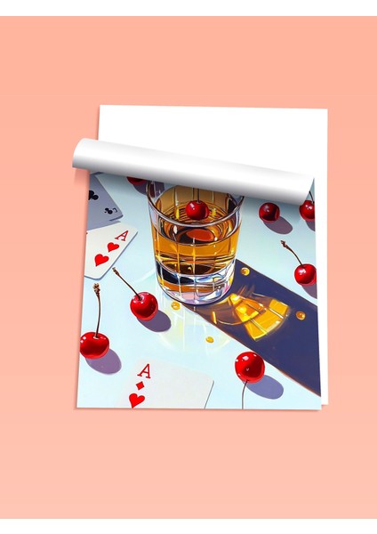 Çerçevesiz Poster, Vişneli Içki Bardağı Tasarımı, Bar Alanı Dekoru Poster No: 111186 fiyatları